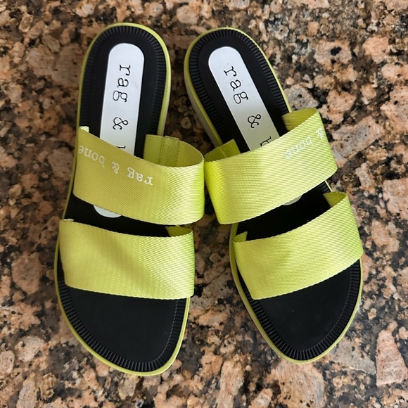 Rag & Bone Sandals Slide Cameron Mila  Flat ACID GREEN Lightweight US 8/ EU 38 - Picture 6 of 8